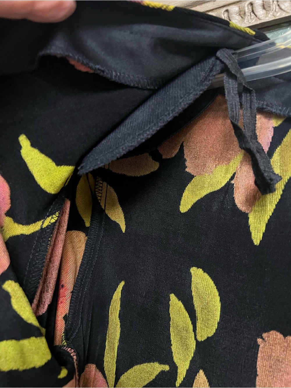 Ronni Nicole Black Floral Open Cardigan with Pink and Orange Blooms - Picture 4 of 10